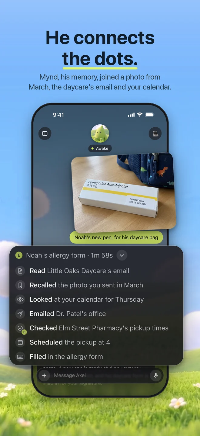 Axel on iPhone, working through an allergy form step by step